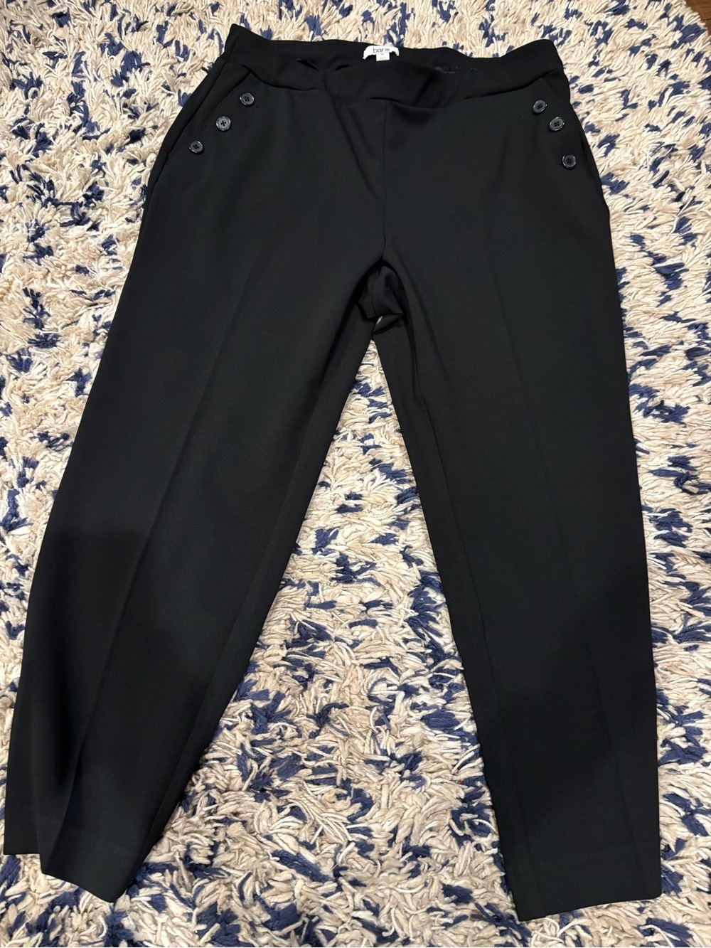 Bar III Black Women's Tailored Trousers side with Button Detail size 1X